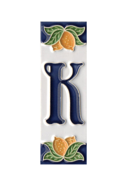 Italian Ceramic Lemon House Numbers & Letters Tiles 10 x 3.3 cm