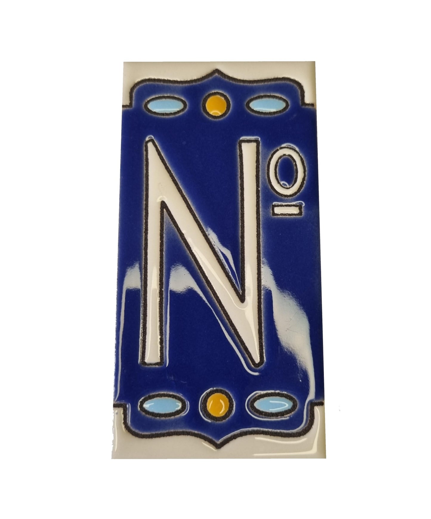 Hand-painted Nazari M-1 Ceramic House Number Tiies 11 x 5.5cm