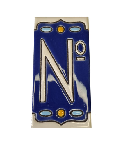 Hand-painted Nazari M-1 Ceramic House Number Tiies 11 x 5.5cm