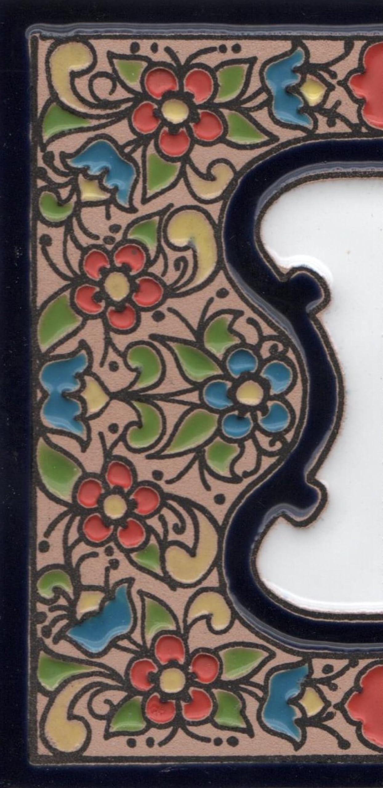 Hand-painted Ceramic Numbers & Letters Tiles Red Blue & Green Floral 11 x 5.5cm 2 to 7 Tile Frames