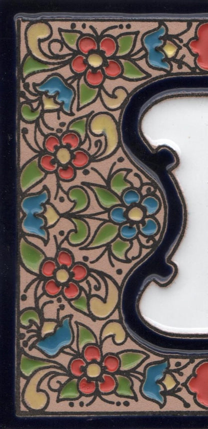 Hand-painted Ceramic Numbers & Letters Tiles Red Blue & Green Floral 11 x 5.5cm 2 to 7 Tile Frames