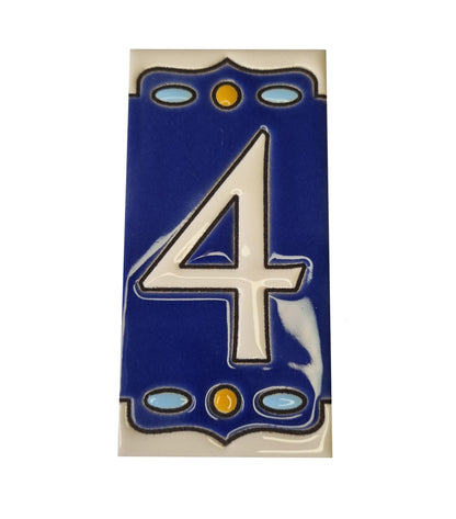 Hand-painted Nazari M-1 Ceramic House Number Tiies 11 x 5.5cm