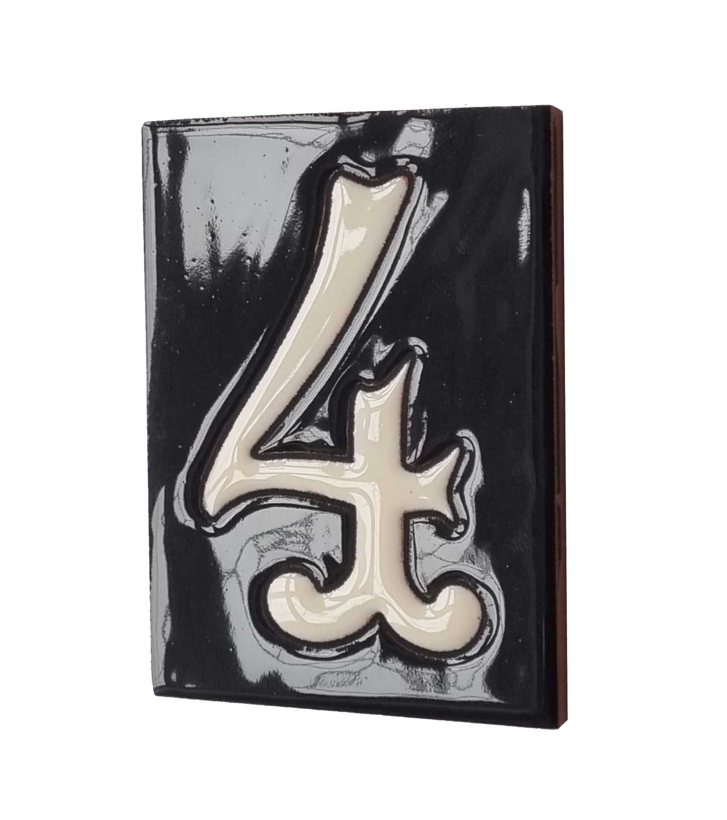Hand-painted Costa Black Ceramic House Number Tiles 10 x 7.5cm