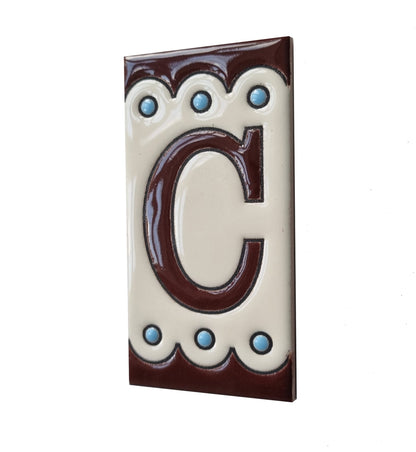 Soto M-8 Spanish Hand-painted Ceramic house number tiles 11 x 5.5 cm or 2.16 x 4.33"