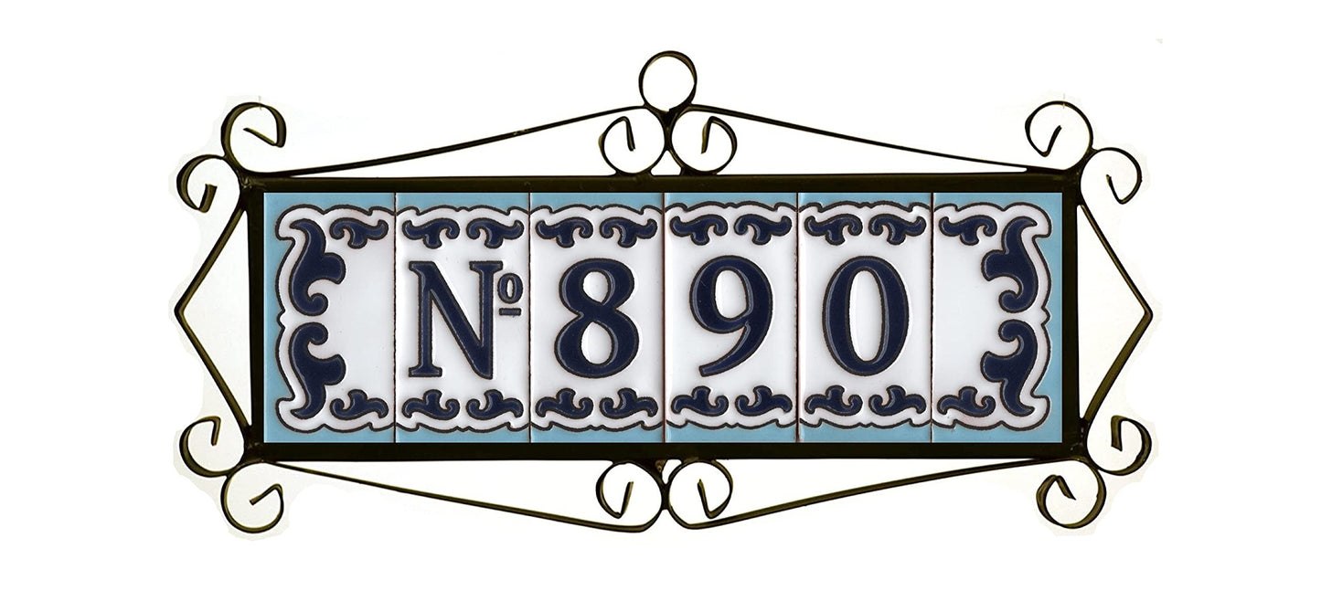 Spanish Hand-Painted Ceramic House Number Tiles | MD-02 | 7.5x3.7cm