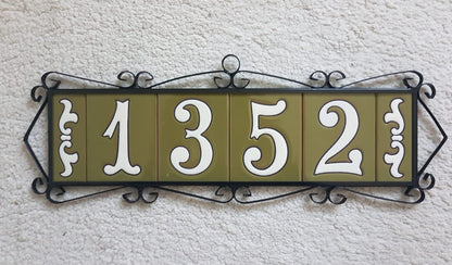 Hand-painted Costa Green Ceramic House Number Tiles 10 x 7.5cm