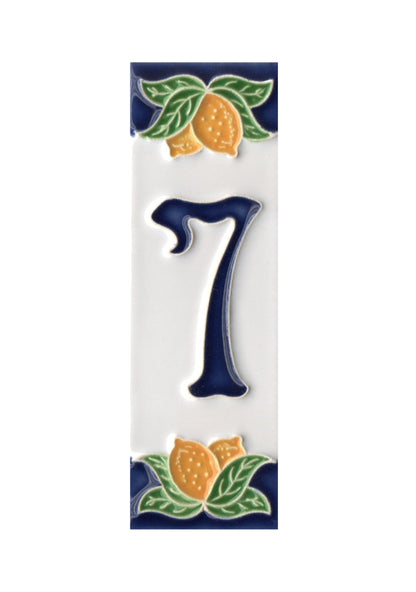 Italian Ceramic Lemon House Numbers & Letters Tiles 10 x 3.3 cm