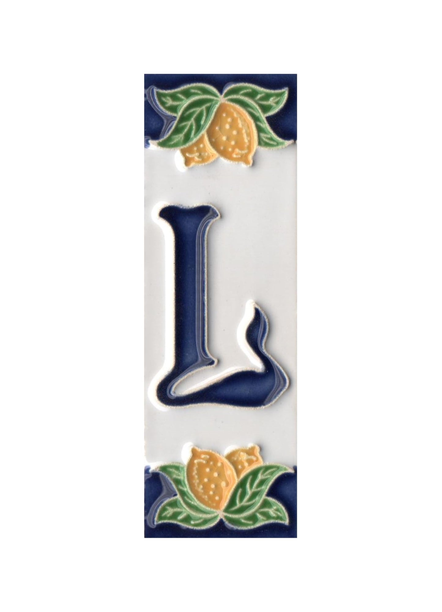 Italian Ceramic Lemon House Numbers & Letters Tiles 10 x 3.3 cm