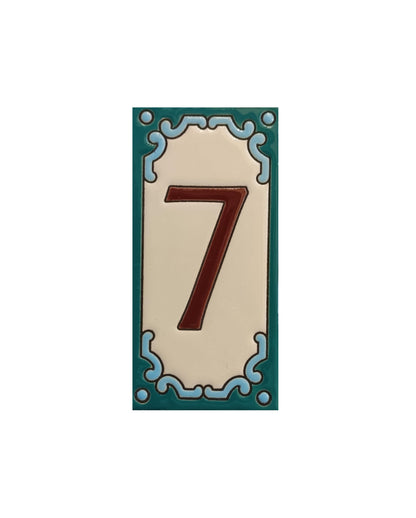 Hand-Painted Ceramic House Number Tiles 11 x 5.5 cm | Jacho M-13