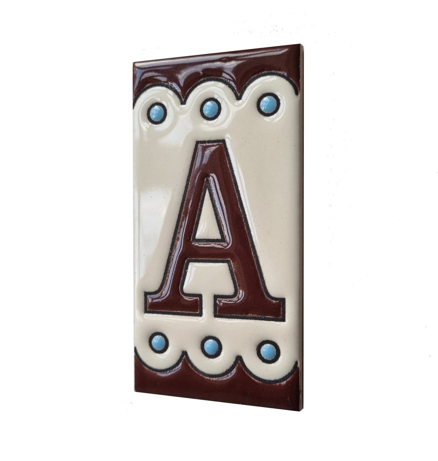 Soto M-8 Spanish Hand-painted Ceramic house number tiles 11 x 5.5 cm or 2.16 x 4.33"