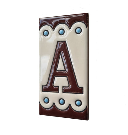 Soto M-8 Spanish Hand-painted Ceramic house number tiles 11 x 5.5 cm or 2.16 x 4.33"