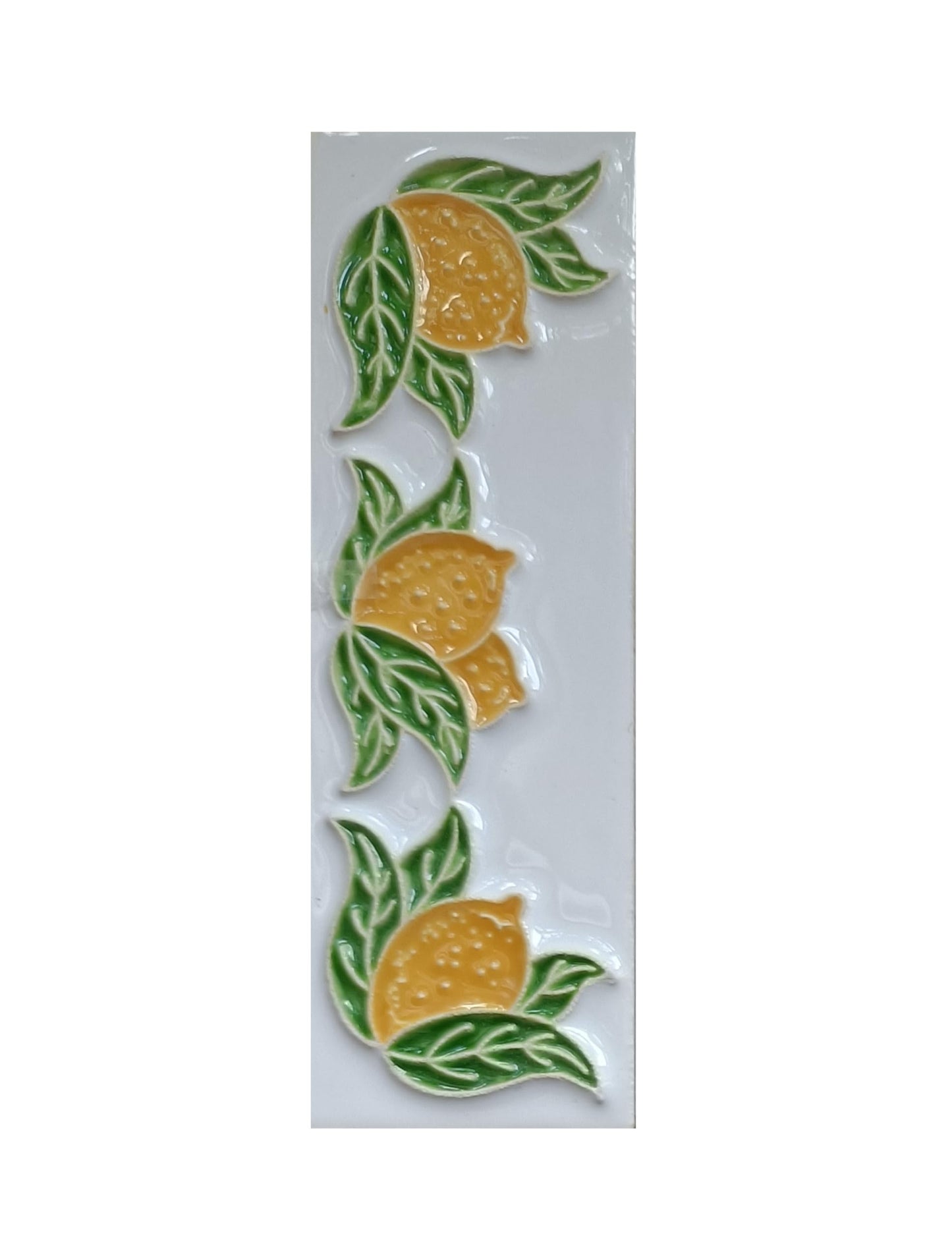 Italian hand-painted lemon ceramic house number tiles with black font 15 x 4.8 cm