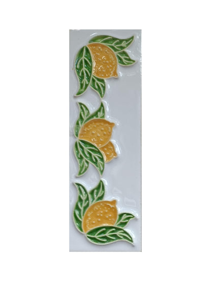 Italian hand-painted lemon ceramic house number tiles with black font 15 x 4.8 cm