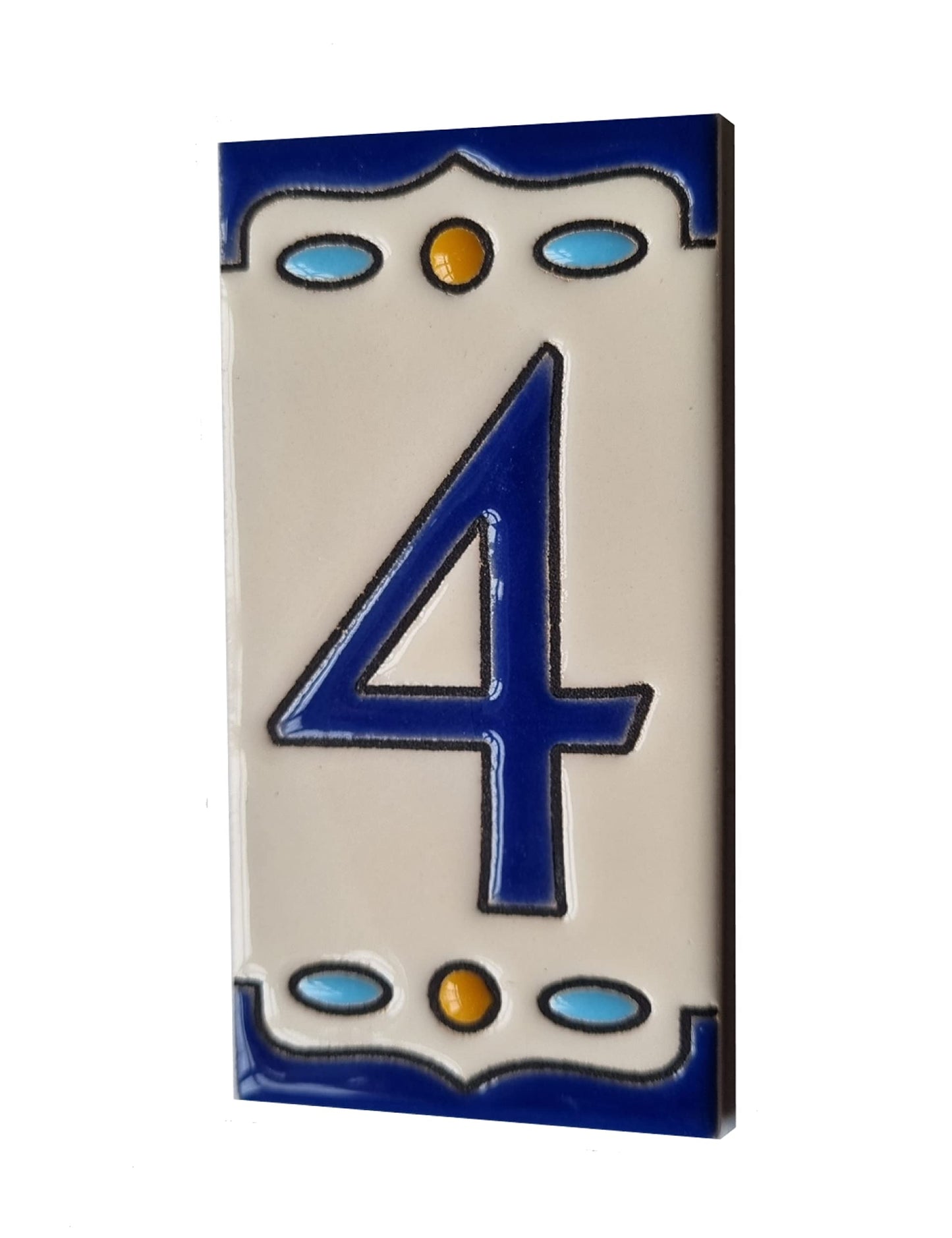 Nazari M-5 Spanish Hand-painted Ceramic House Number Tiles 11 x 5.5 cm