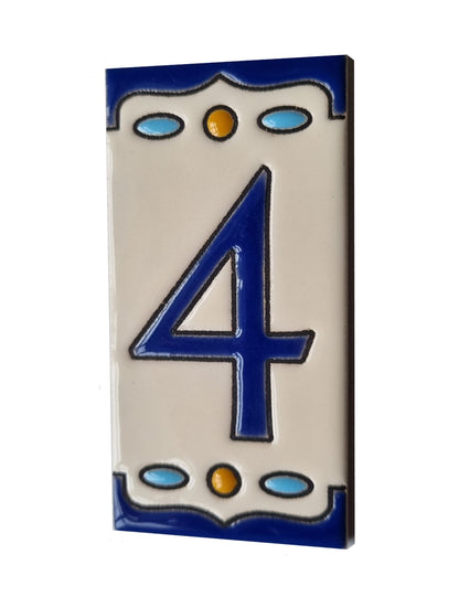 Nazari M-5 Spanish Hand-painted Ceramic House Number Tiles 11 x 5.5 cm