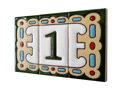 Hand-painted Mini-Green Ceramic House Number Tiles 7.5 x 3.7 cm