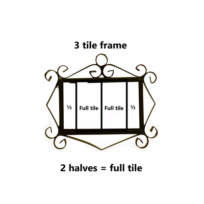 Mini-Floral Hand-painted Ceramic Black Number Tiles 7.5 x 3.5 cm & Metal Frames