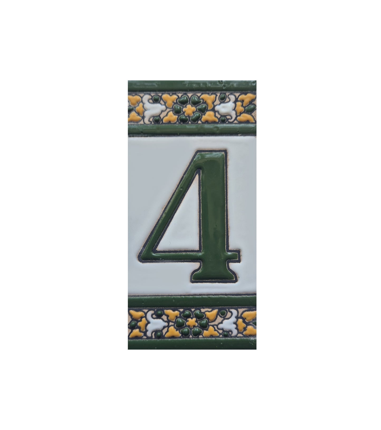Floral Seville Hand-painted Ceramic Number Tiles 11 x 5.5 cm & Metal Frames