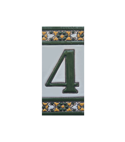 Floral Seville Hand-painted Ceramic Number Tiles 11 x 5.5 cm & Metal Frames