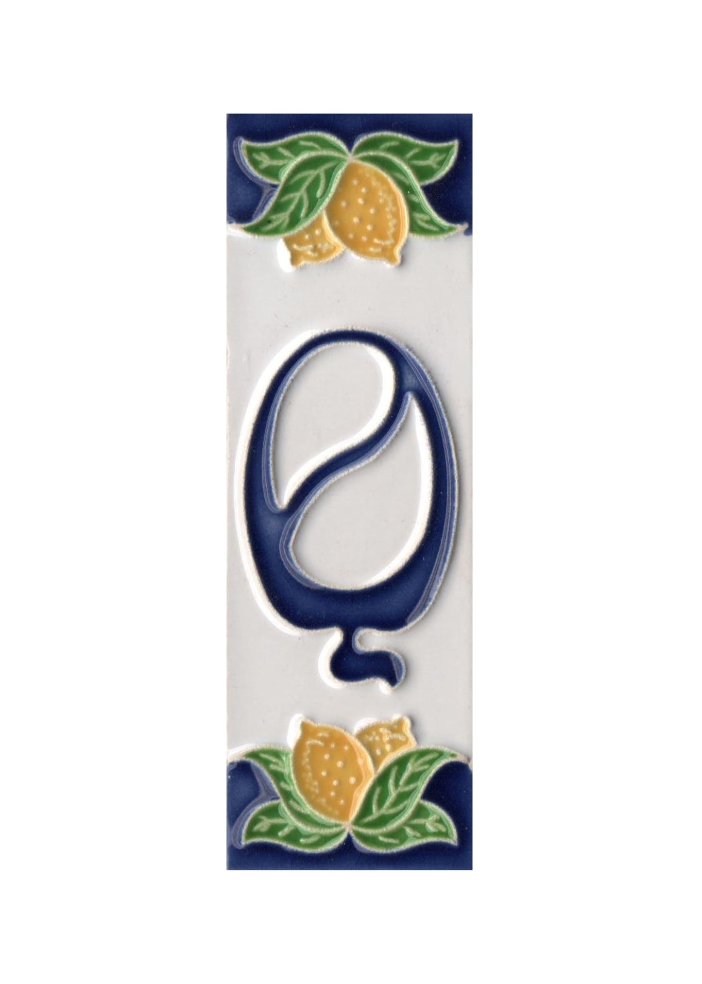 Italian Ceramic Lemon House Numbers & Letters Tiles 10 x 3.3 cm