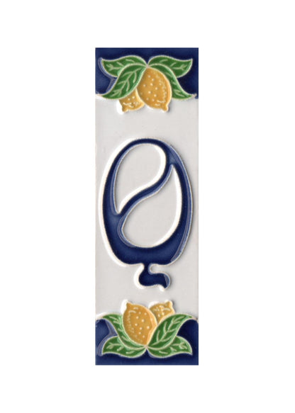 Italian Ceramic Lemon House Numbers & Letters Tiles 10 x 3.3 cm