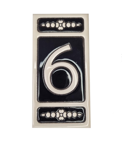 Spanish Hand-painted Atalaya M-6 Ceramic House Number Tiles 11 x 5.5 cm