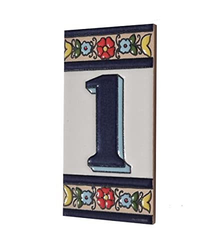 Altea Spanish Hand-painted Ceramic 11 x 5.5 cm or 2.165 x 4.331 inch House Number Tiles