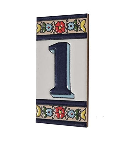 Altea Spanish Hand-painted Ceramic 11 x 5.5 cm or 2.165 x 4.331 inch House Number Tiles