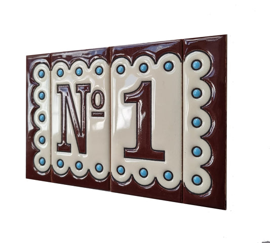 Soto M-8 Spanish Hand-painted Ceramic house number tiles 11 x 5.5 cm or 2.16 x 4.33"