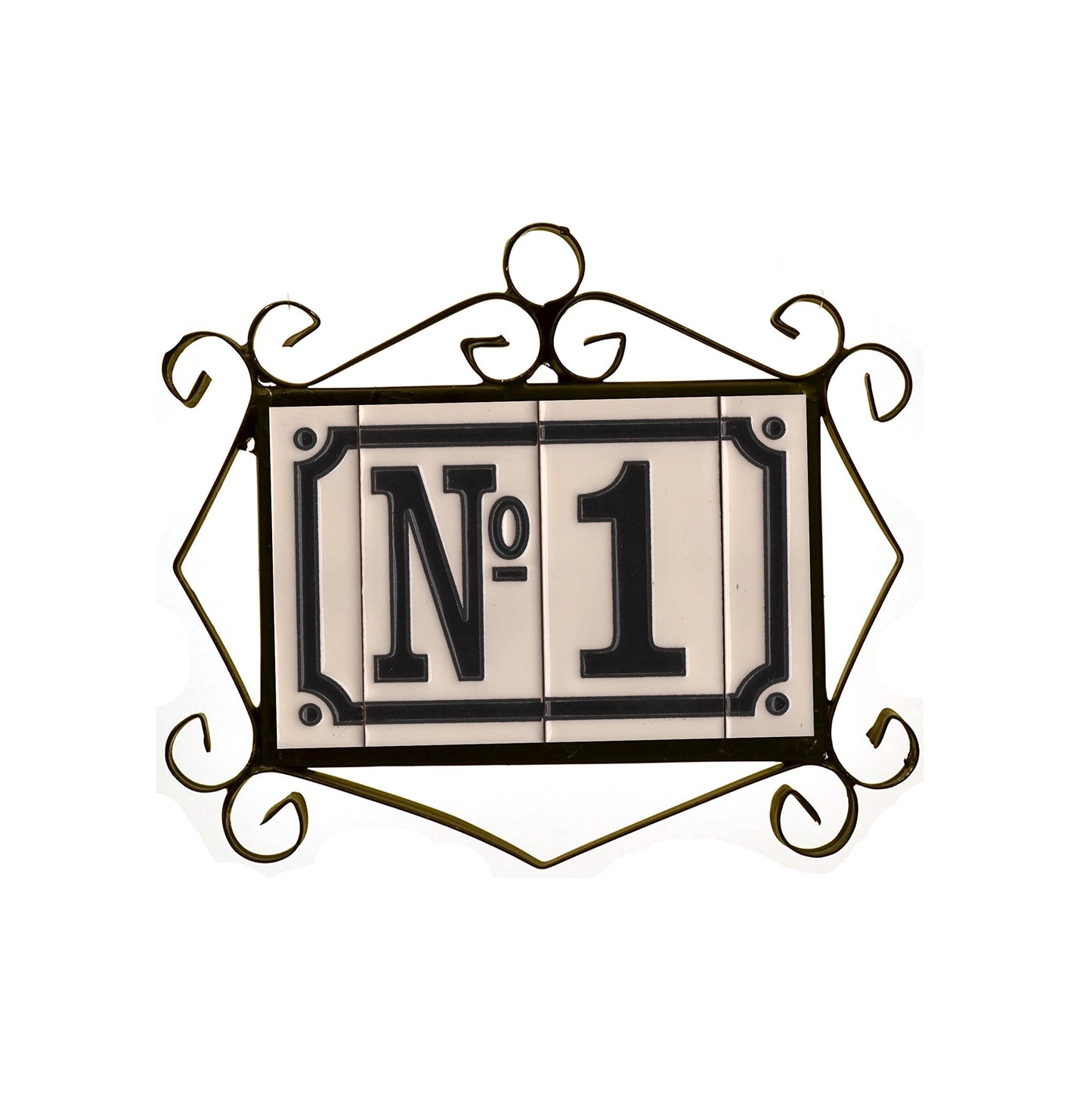 French White Classic Hand-Painted House Number Tiles 4.3' x 2.2' 11 x 5.5cm & Optional Metal Frames