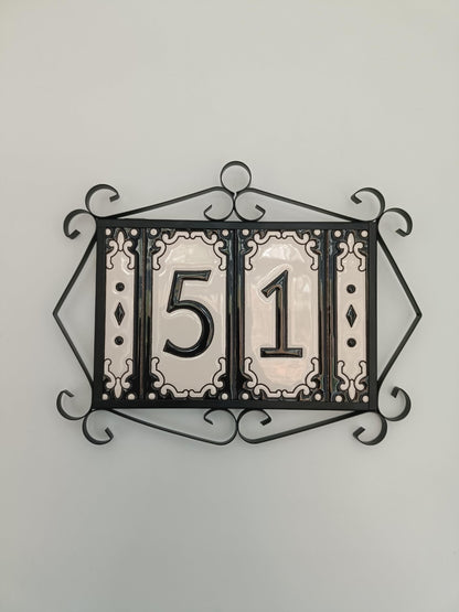 Jacho Black Hand-Painted Ceramic Number Tiles 11 x 5.5 cm