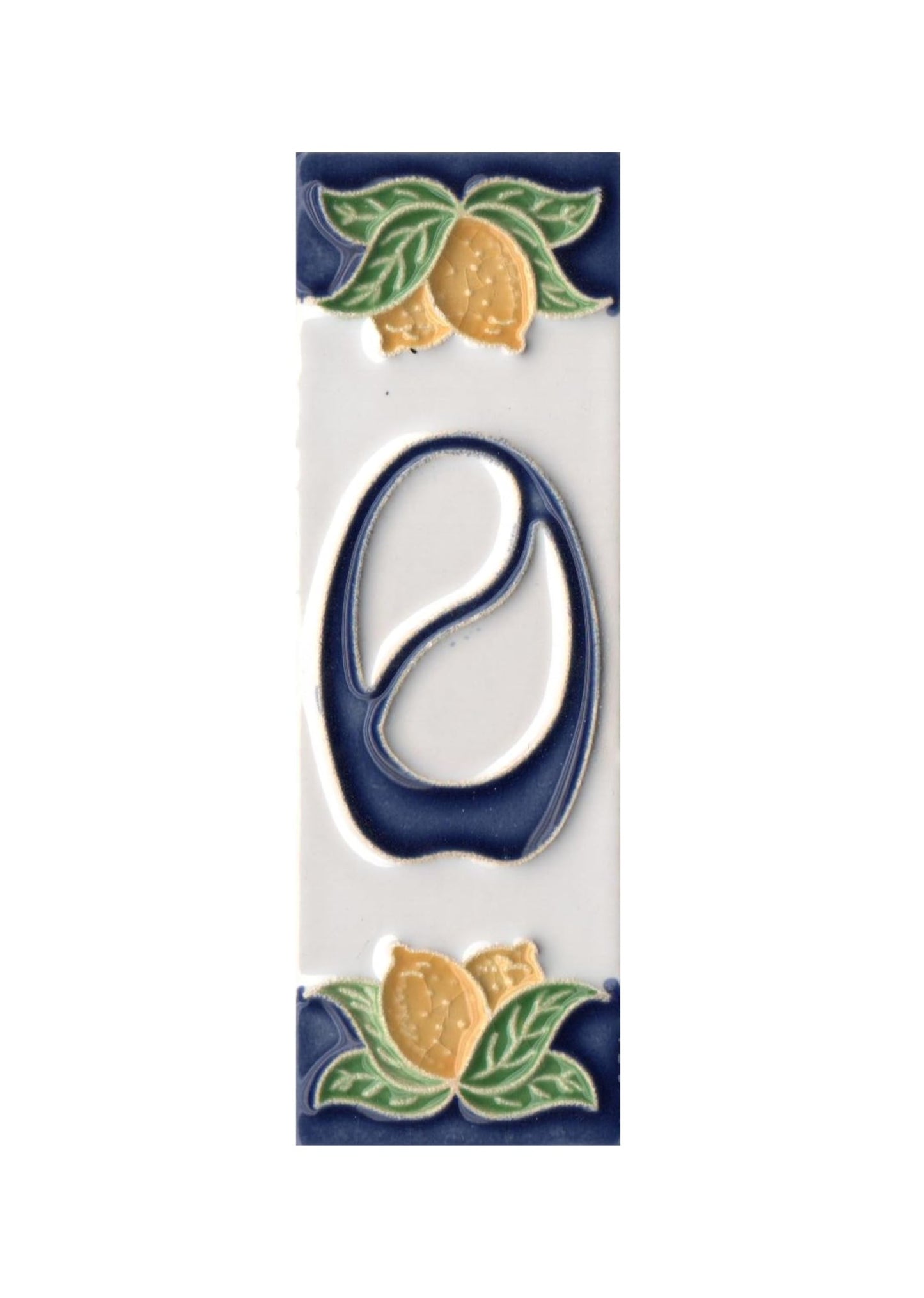 Italian Ceramic Lemon House Numbers & Letters Tiles 10 x 3.3 cm