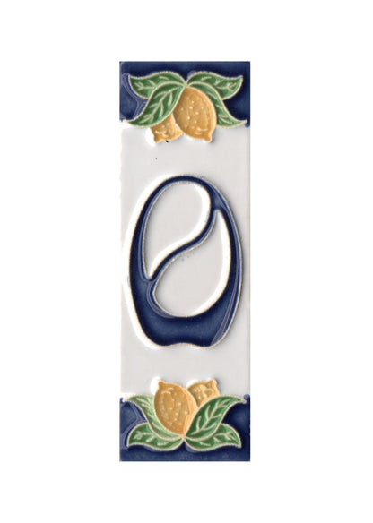 Italian Ceramic Lemon House Numbers & Letters Tiles 10 x 3.3 cm