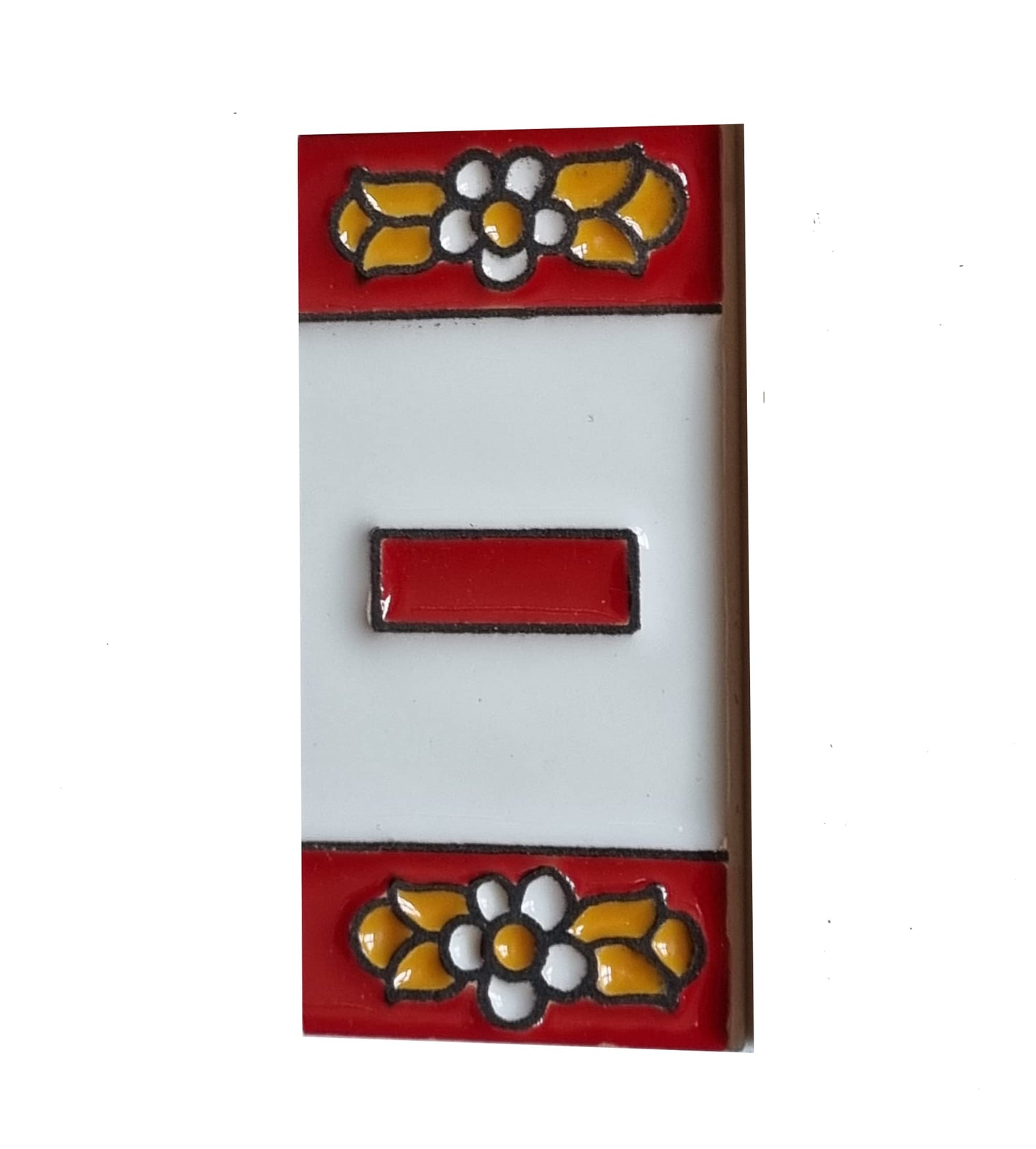 Ceramic House Tile Numbers & Letters, Red Floral Design, Tile Size: 7.5cm x 3.5cm, 2 to 10 Tile Frames