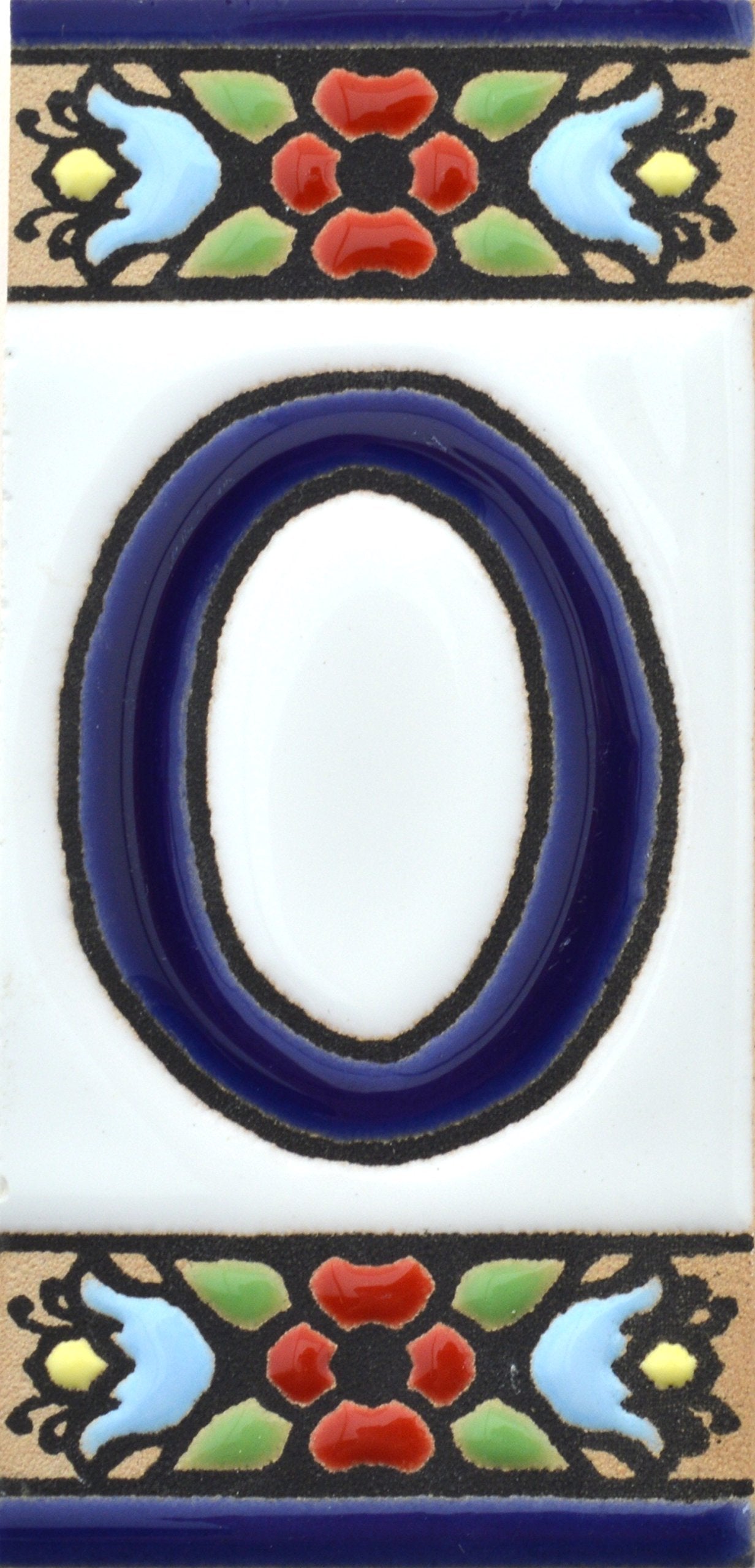 Hand-painted floral house number & letter tiles 2,87" x 1,38" 7.5 x 3.5 cm