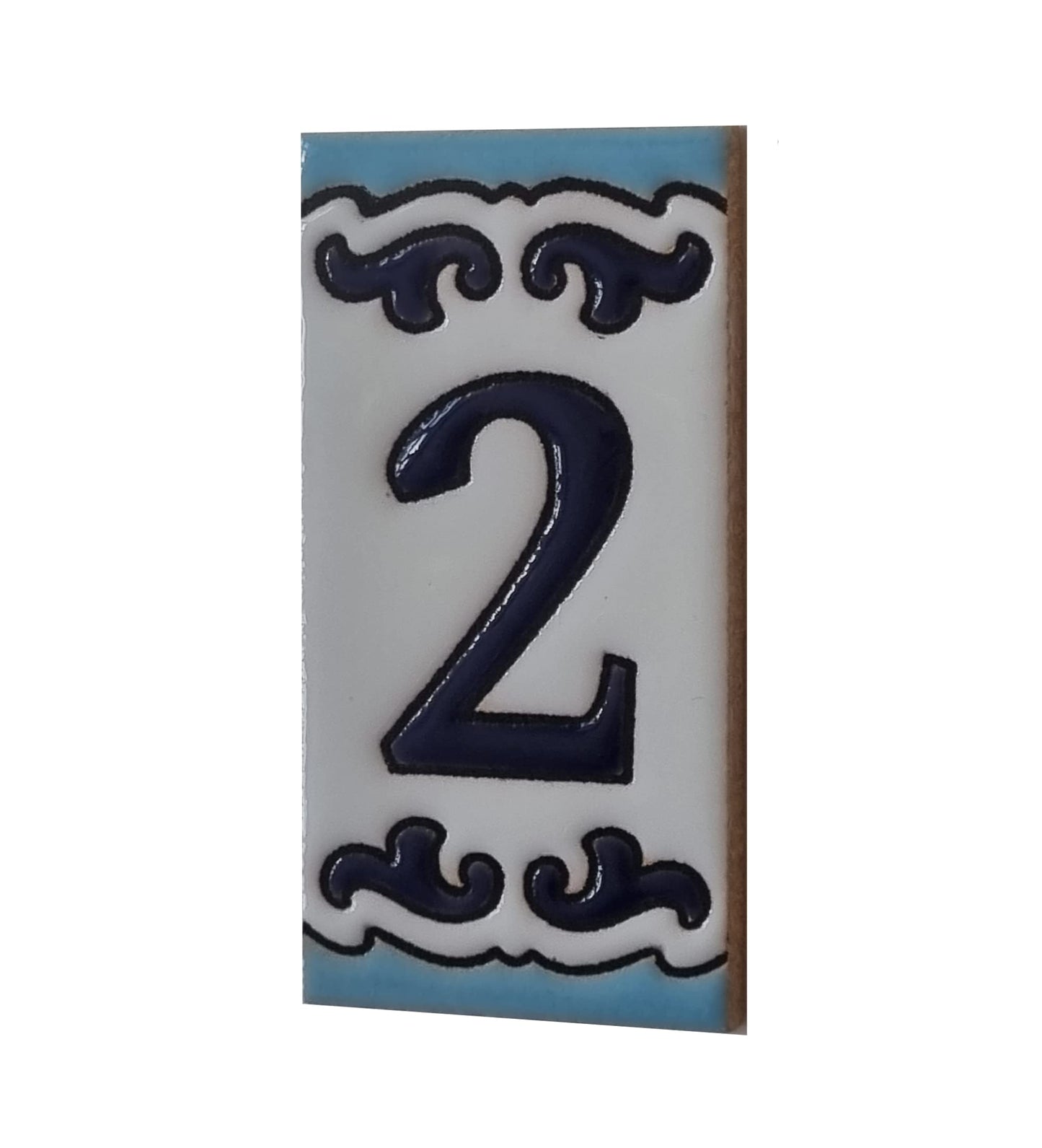 Spanish Hand-Painted Ceramic House Number Tiles | MD-02 | 7.5x3.7cm