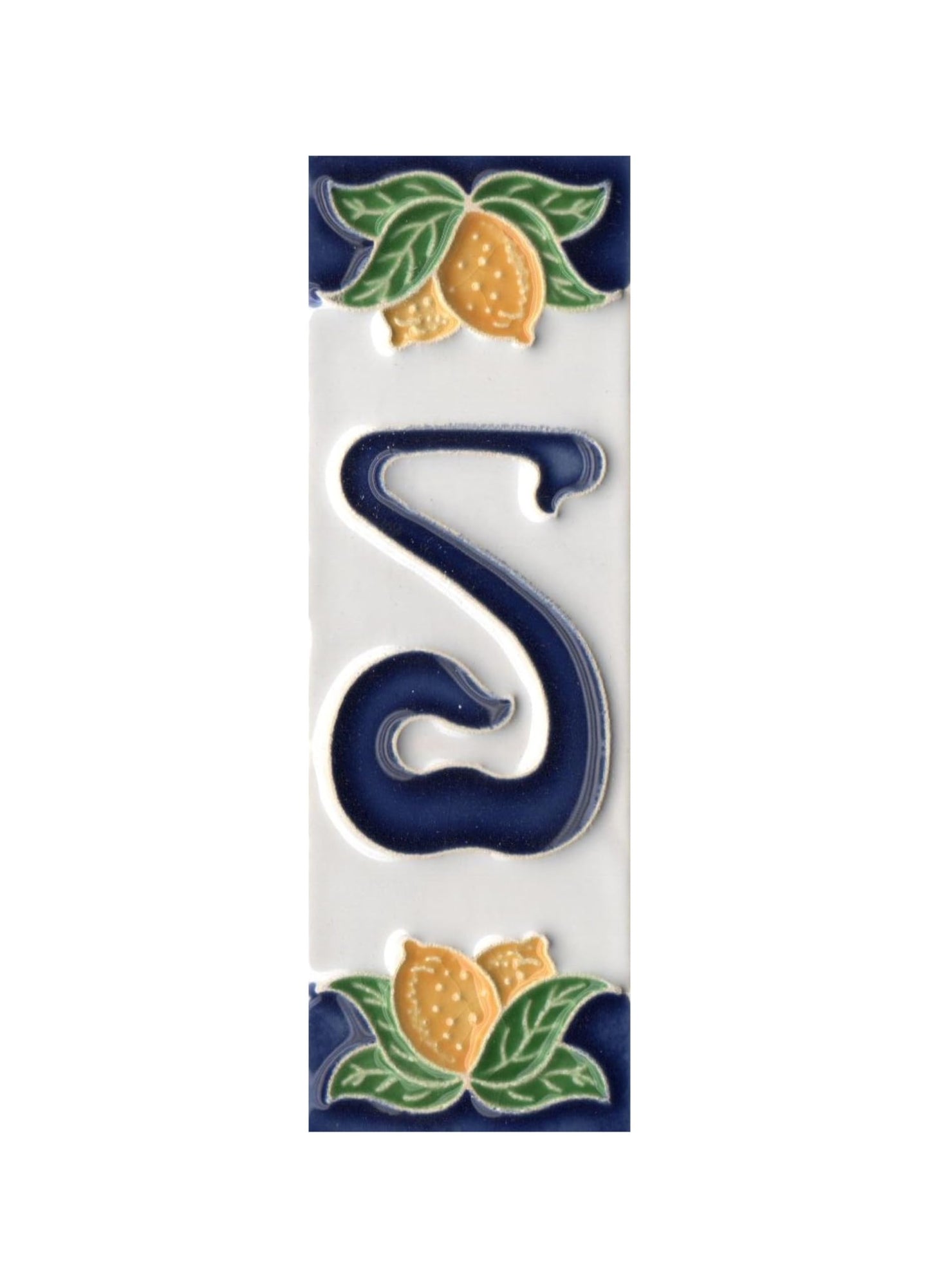 Italian Ceramic Lemon House Numbers & Letters Tiles 10 x 3.3 cm