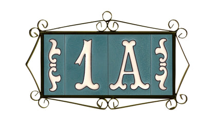 Hand-painted Matte Blue & White Ceramic House Number Tiles 10 x 7.5 cm