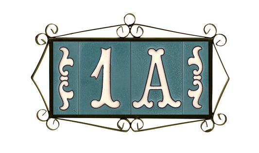 Hand-painted Matte Blue & White Ceramic House Number Tiles 10 x 7.5 cm