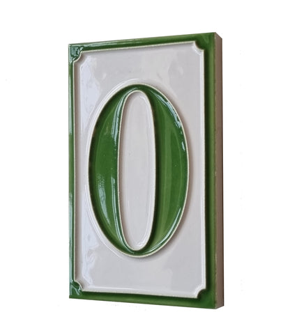 House Numbers Hand-painted Italian Ceramic Numbers Tiles Simple Green Design, Tile Size: 11cm x 7cm