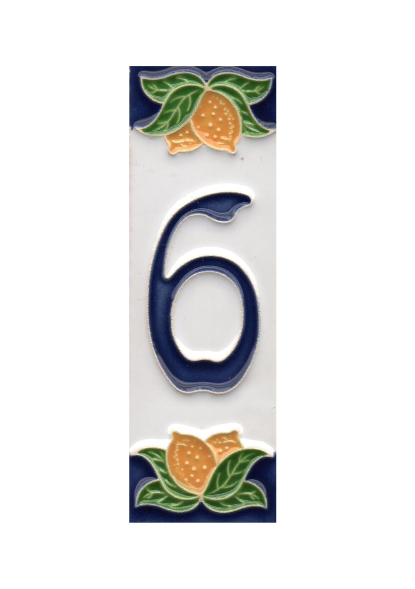 Italian Ceramic Lemon House Numbers & Letters Tiles 10 x 3.3 cm