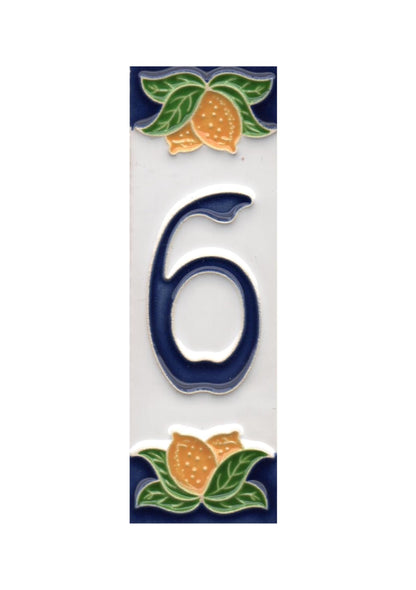 Italian Ceramic Lemon House Numbers & Letters Tiles 10 x 3.3 cm