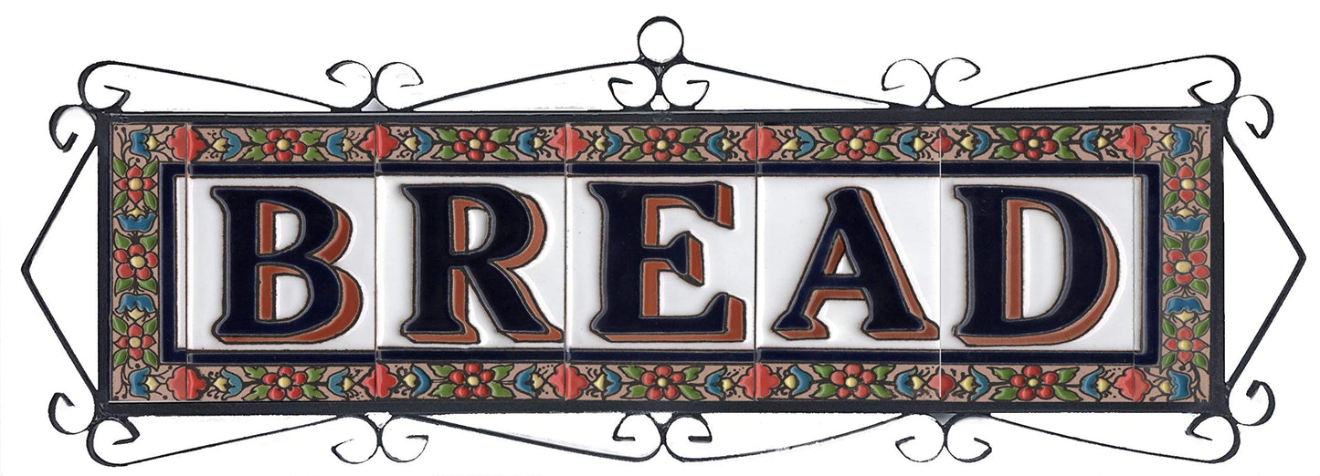 Hand-painted Ceramic Numbers & Letters Tiles Red Blue & Green Floral 11 x 5.5cm 2 to 7 Tile Frames