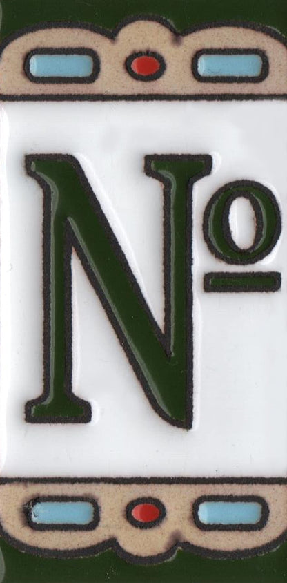 Hand-painted Mini-Green Ceramic House Number Tiles 7.5 x 3.7 cm