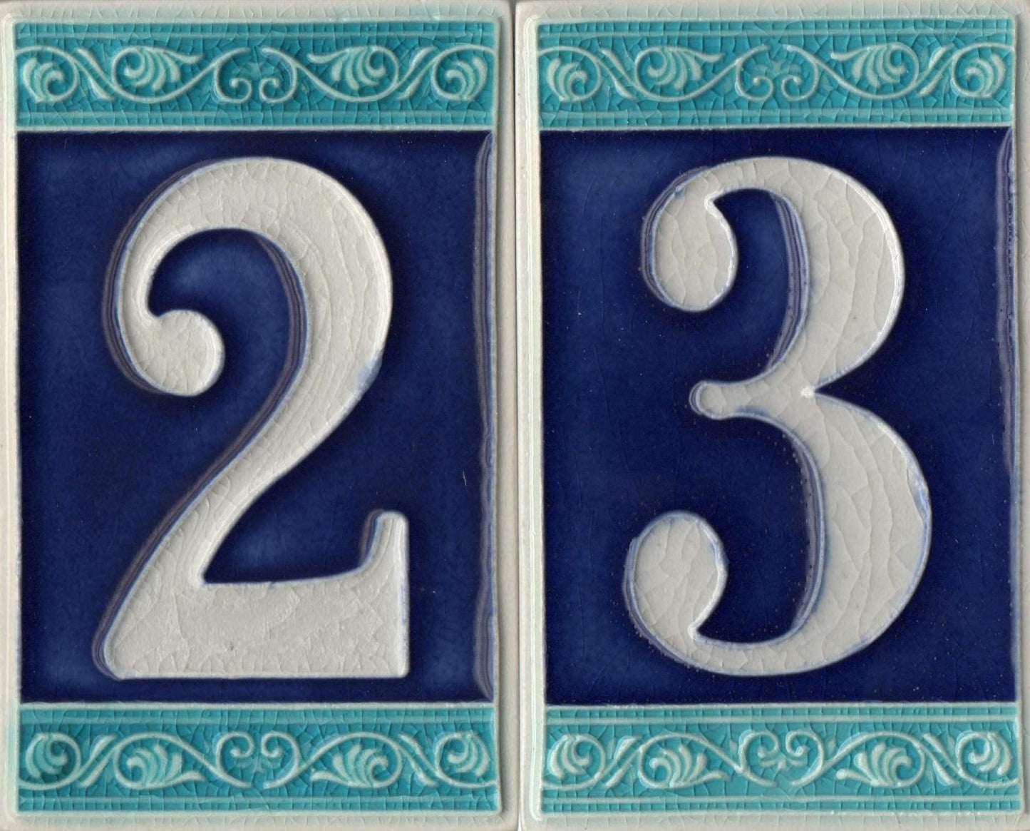 Hand-painted Italian Ceramic House Numbers Tiles | Roman Design | Tile Size: 11cm x 7cm
