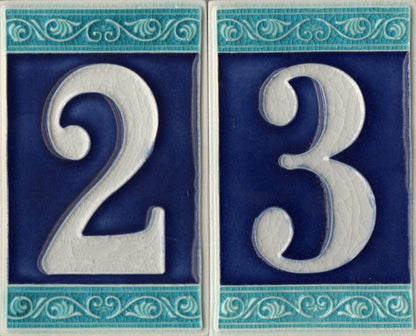 Hand-painted Italian Ceramic House Numbers Tiles | Roman Design | Tile Size: 11cm x 7cm