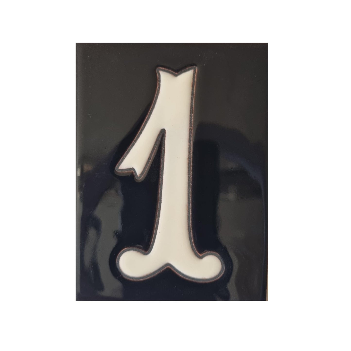 Hand-painted Costa Black Ceramic House Number Tiles 10 x 7.5cm