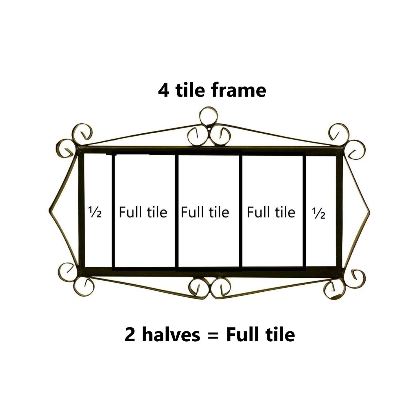 Mini-Floral Hand-painted Ceramic Black Number Tiles 7.5 x 3.5 cm & Metal Frames