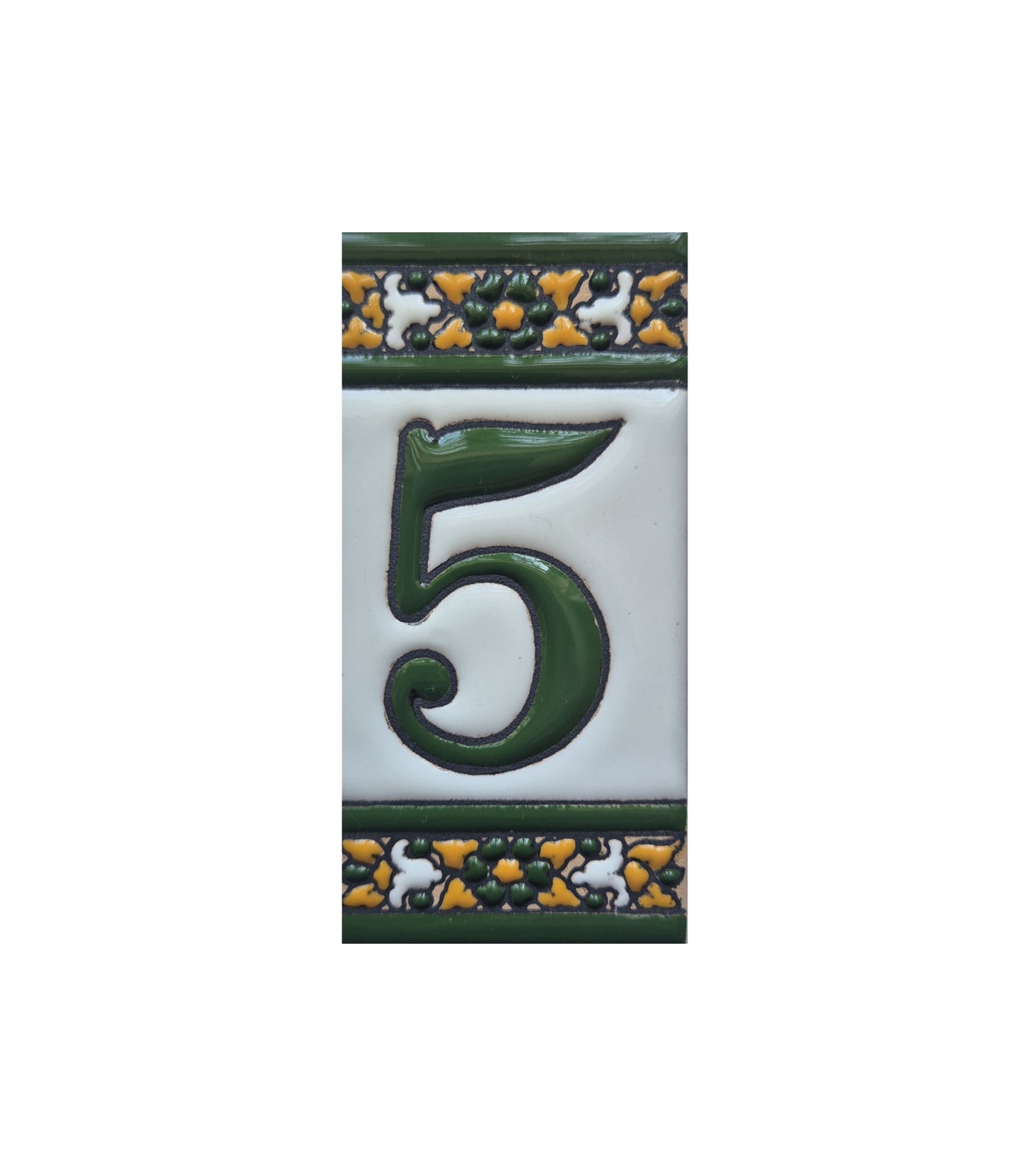 Floral Seville Hand-painted Ceramic Number Tiles 11 x 5.5 cm & Metal Frames