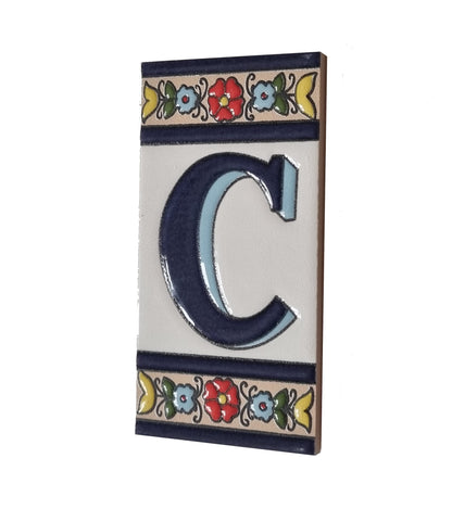 Altea Spanish Hand-painted Ceramic 11 x 5.5 cm or 2.165 x 4.331 inch House Number Tiles